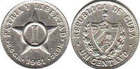 монета Куба 1 сентаво 1961