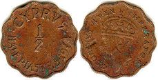 монета Кипр 1/2 пиастра 1944
