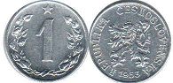 монета Чехословакия 1 геллер 1953