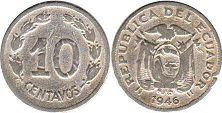 монета Эквадор 10 сентаво 1946