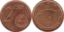монета Эстония 2 евро цента 2014