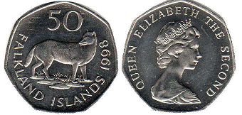монета Фолклендские Острова 50 пенсов 1998