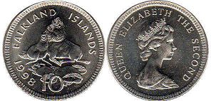 монета Фолклендские Острова 10 пенсов 1998