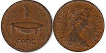 монета Фиджи 1 цент 1969