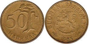 монета Финляндия 50 марок 1953