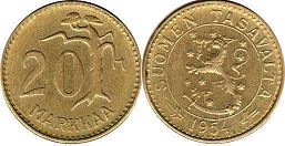 монета Финляндия 20 марок 1954