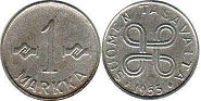 монета Финляндия 1 марка 1953