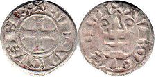 монета Франция денье 1223-1250