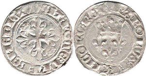 монета Франция грош 1419