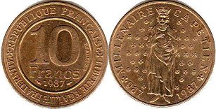 монета Франция 10 франков 1987