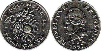 монета Французская Полинезия 20 франков 1997