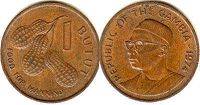 монета Гамбия 1 бутут 1974