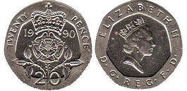монета Великобритания 20 пенсов 1990
