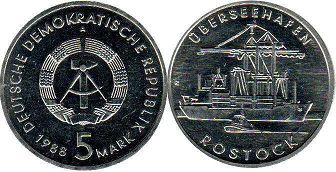 монета ГДР 5 марок 1988