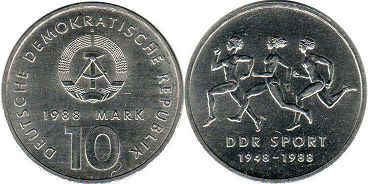 монета ГДР 10 марок 1988