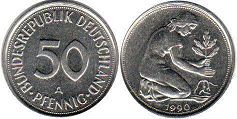 монета ФРГ 50 пфеннигов 1990