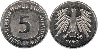 монета ФРГ 5 марок 1990
