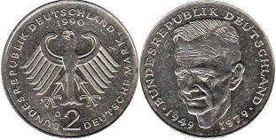 монета ФРГ 2 марки 1990