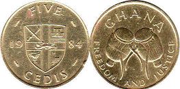 монета Гана 5 седи 1984