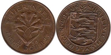 монета Гернси 8 дублей 1956