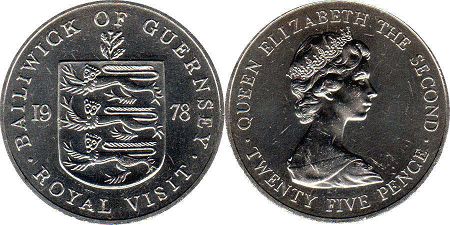 монета Гернси 25 пенсов 1978
