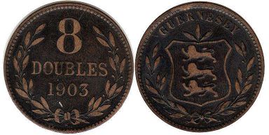 монета Гернси 8 дублей 1903