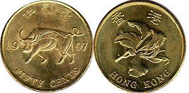 монета Гонконг 50 центов 1997