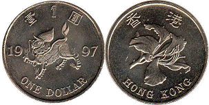 монета Гонконг 1 доллар 1997