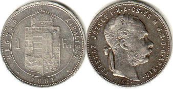 монета Венгрия 1 форинт 1881