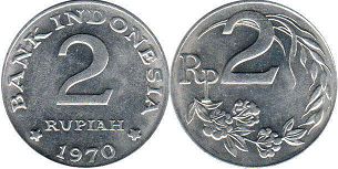 монета Индонезия 2 рупии 1970