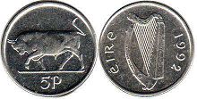 монета Ирландия 5 пенсов 1992