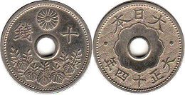 монета Япония 10 сен 1925