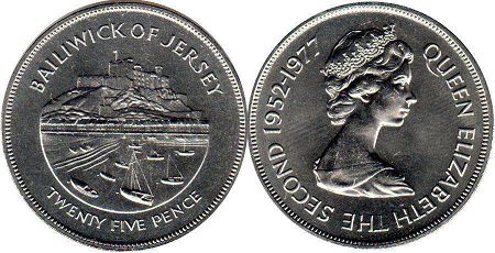 монета Джерси 25 пенсов 1977