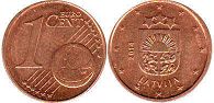 монета Латвия 1 евро цент 2014