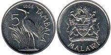 монета Малави 5 тамбала 1995 