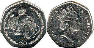 монета Остров Мэн 50 пенсов 1997