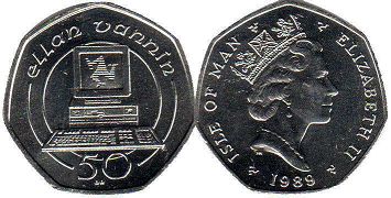 монета Остров Мэн 50 пенсов 1989