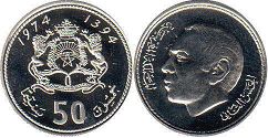 монета Марокко 50 сантимов- Morocco 50 centimes 1974