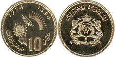 монета Марокко 10 сантимов 1974