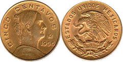 монета Мексика 5 сентаво 1956