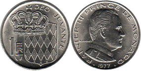 монета Монако 1 франк 1977 
