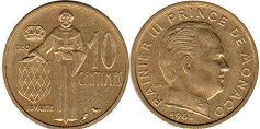 монета Монако 10 сантимов 1962