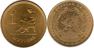 монета Мозамбик 1 метикал 1980