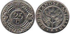 монета Нидерландские Антиллы 25 центов 1991