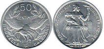 монета Новая Каледония 50 сантимов 1949