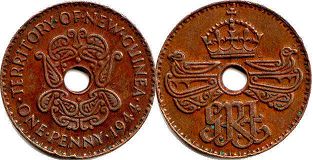 монета Новая Гвинея 1 пенни 1944
