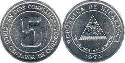 монета Никарагуа 5 сентаво 1974