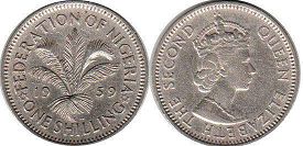 монета Нигерия 1 шиллинг 1959