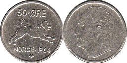 монета Норвегия 50 эре 1964