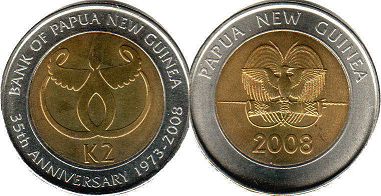 монета Папуа Новая Гвинея 2 кины 2008